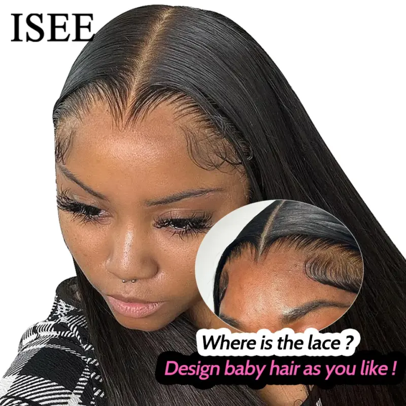 ISEE Hair Glueless Wig Human Hair Ready To Wear Straight Glueless Preplucked Wear And Go Wigs 6X4 HD Lace Front Wigs PreCut Lace - AliExpress 200165144